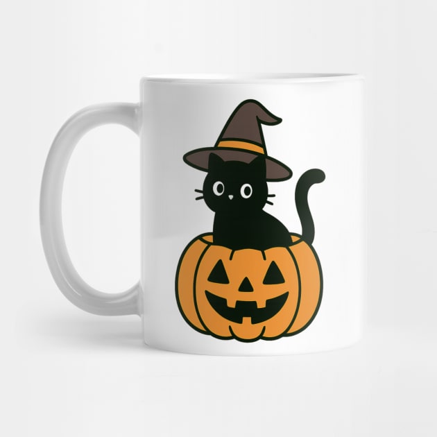 Black Cat Pumpkin Witch | Cute Minimalist Halloween T-Shirt by Demian Stipatio